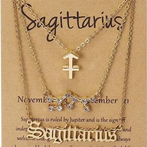 3pcs Gold Sagittarius Zodiac Sign Necklace